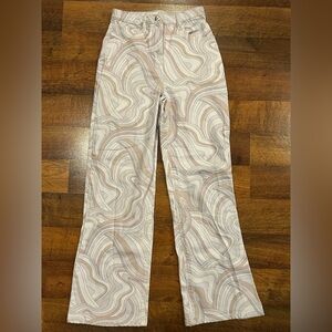 Aritzia Wilfred Free Purple Groovy Patterned Pants Size 00 Straight Leg